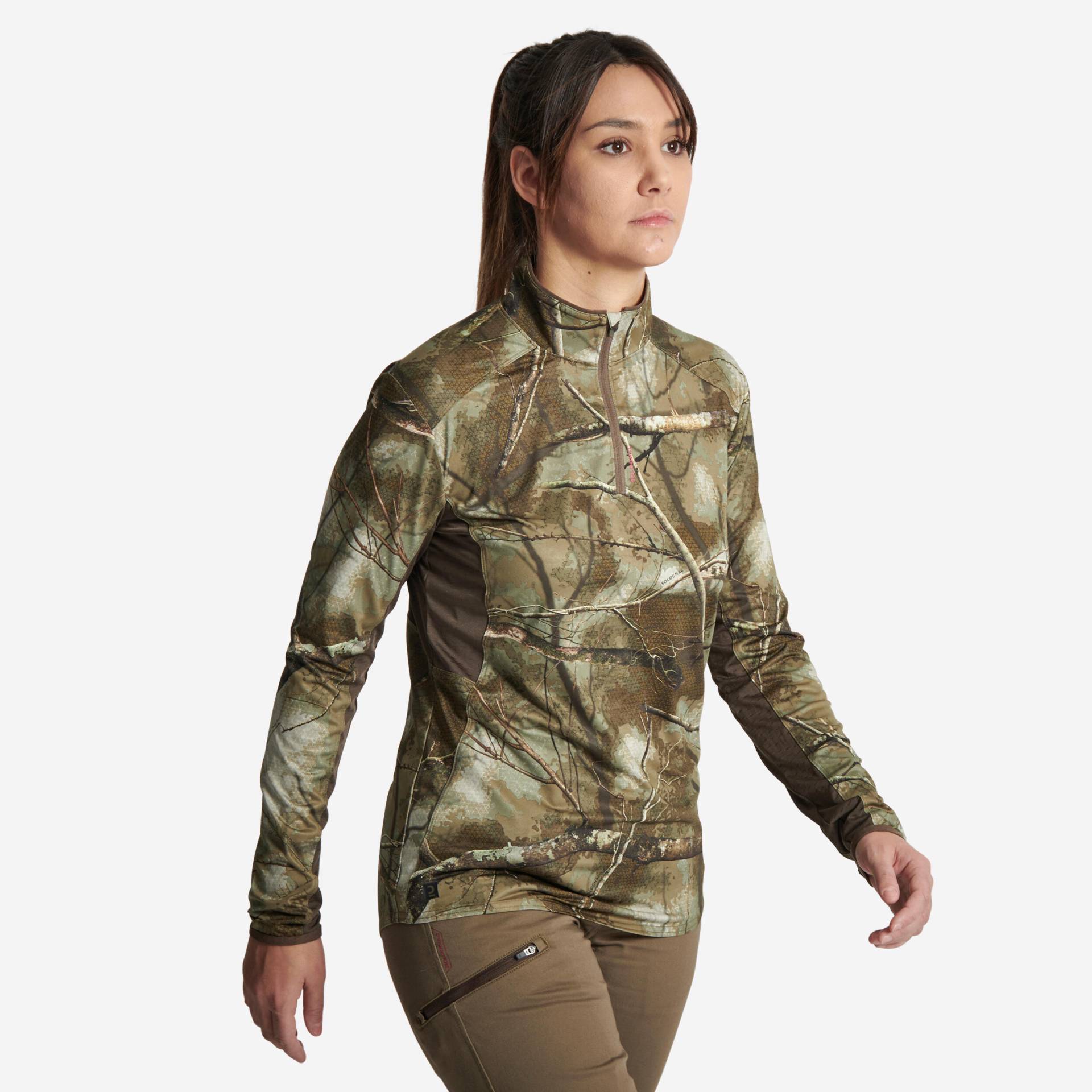 Jagd-Langarmshirt 500 TREEMETIC Damen geräuscharm atmungsaktiv von SOLOGNAC