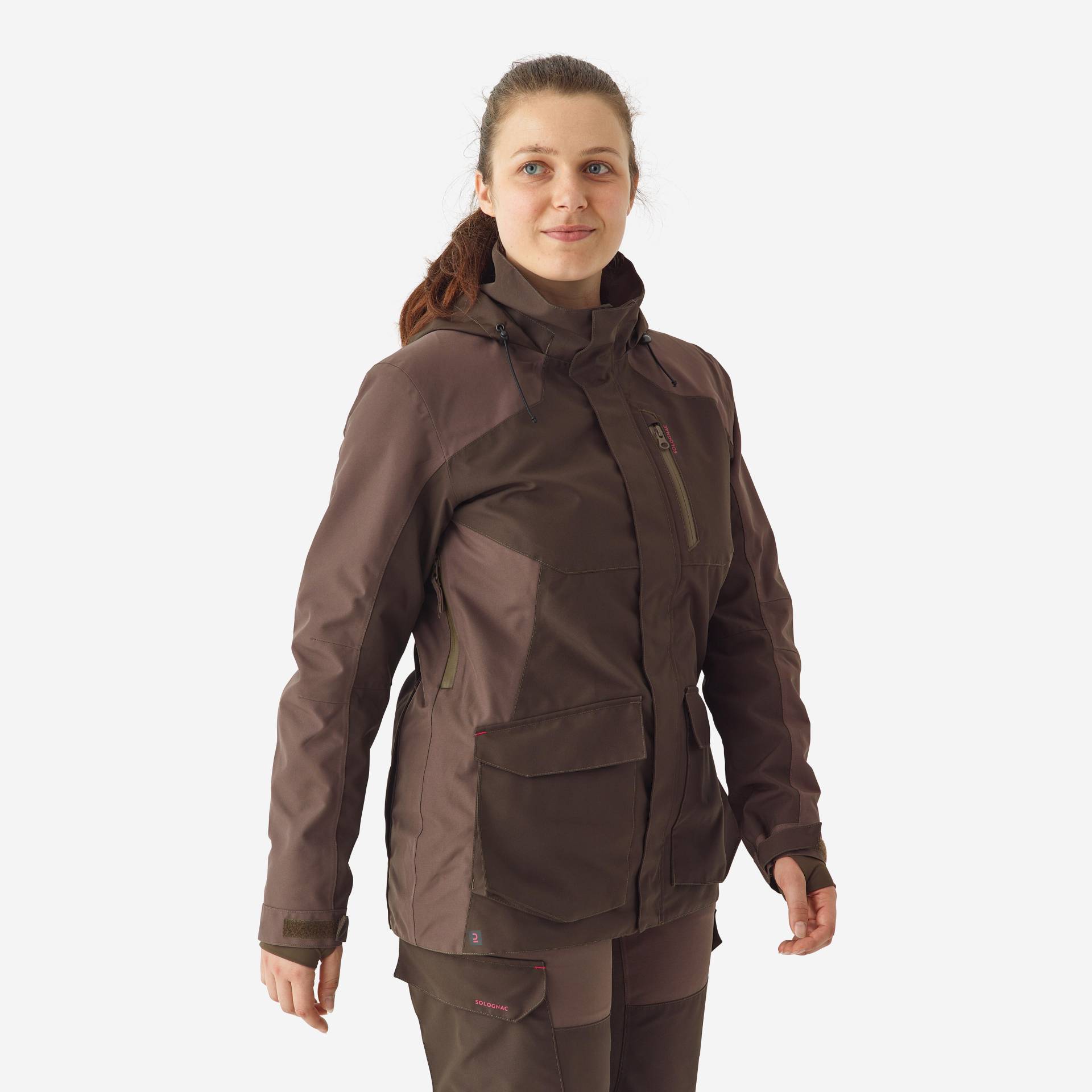 Jagd-Regenjacke 500 Damen strapazierfähig braun von SOLOGNAC