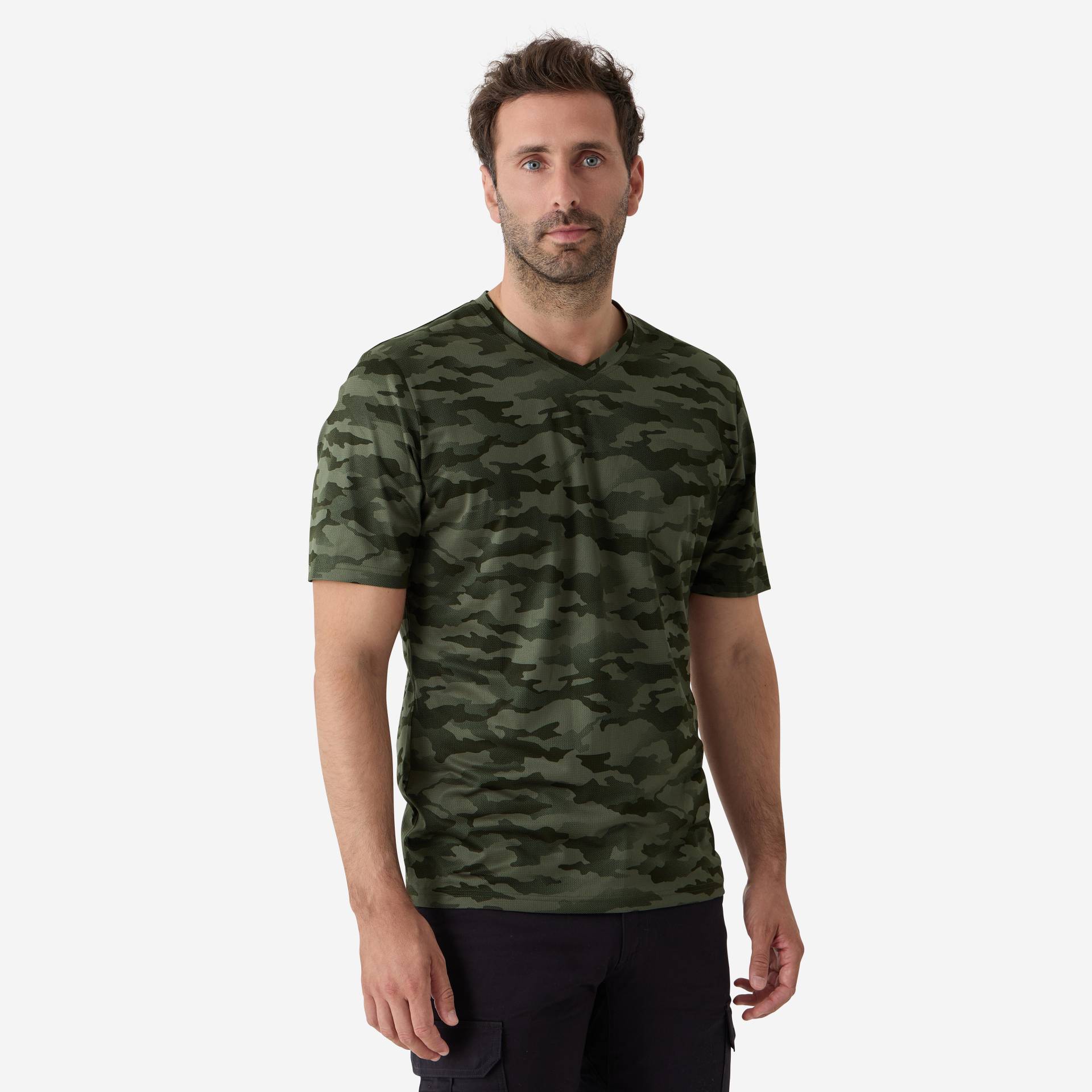 Jagd-T-Shirt 100 atmungsaktiv camouflage grün von SOLOGNAC