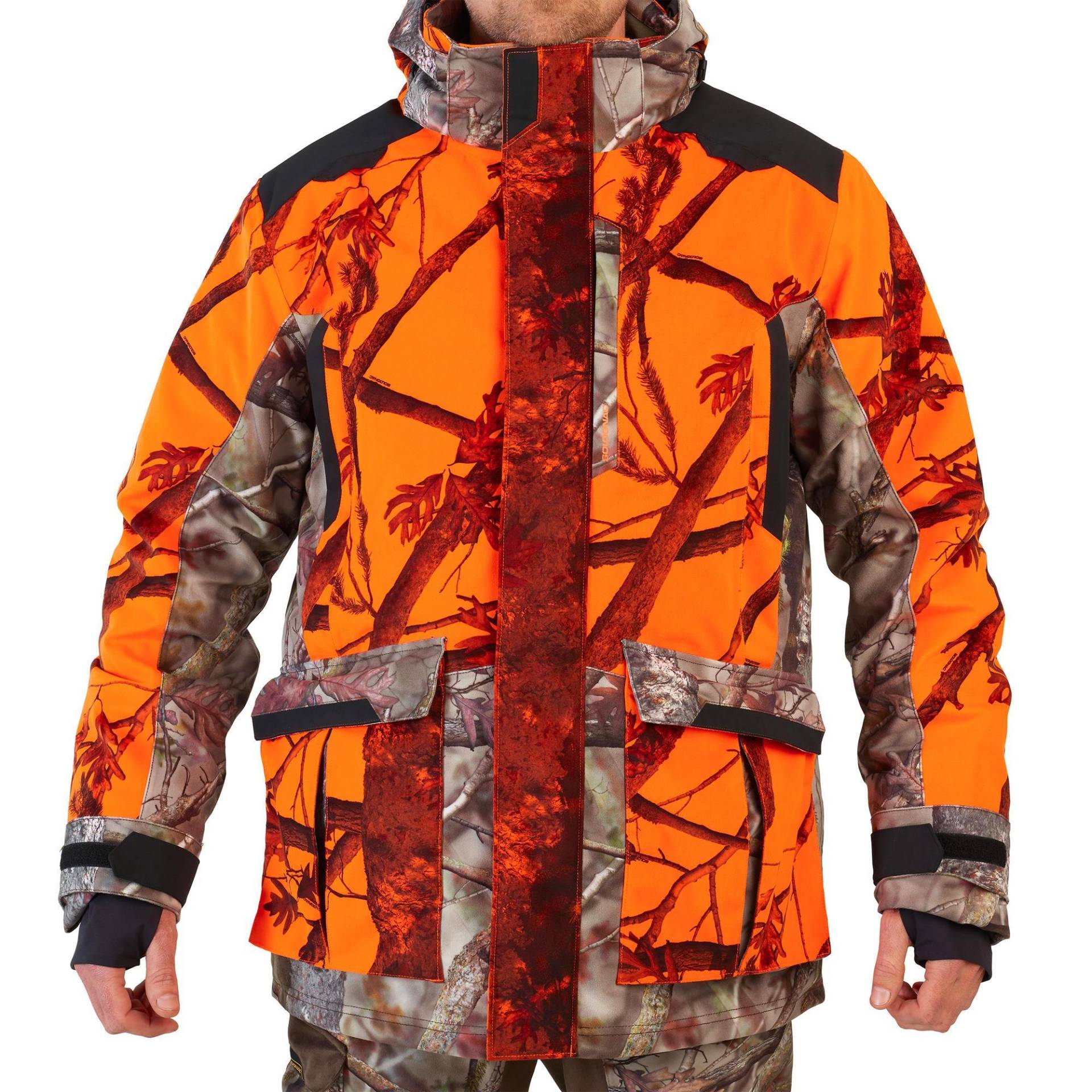 Jagdjacke 3-IN-1 900, wasserdicht, camouflage/orange von SOLOGNAC