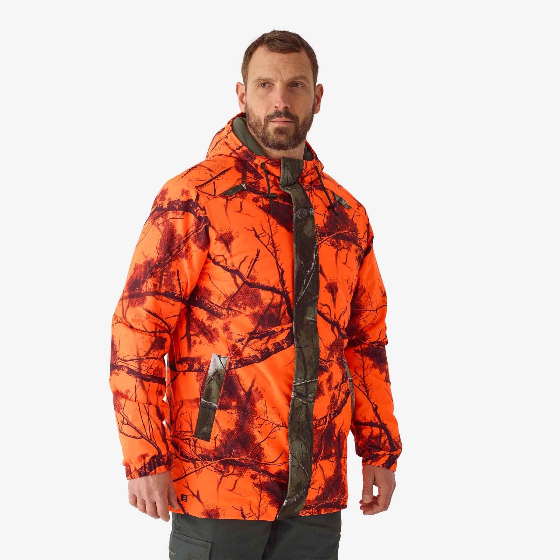 Jagdjacke Regenjacke 100 warm geräuscharm Treemetic Orange von SOLOGNAC