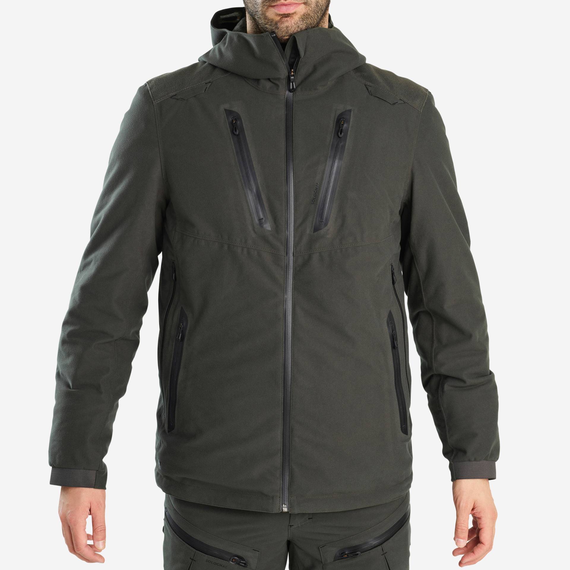 Jagd-Regenjacke 900 warm geräuscharm grün von SOLOGNAC