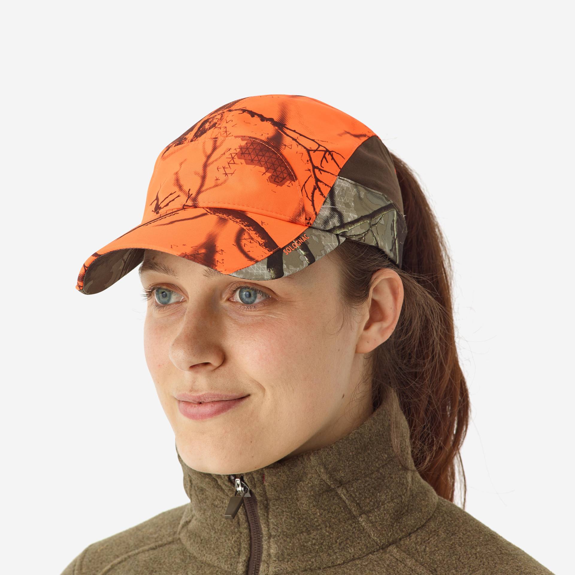 Jagdmütze Schirmmütze Damen 500 leicht atmungsaktiv Camouflage Treemetic orange von SOLOGNAC