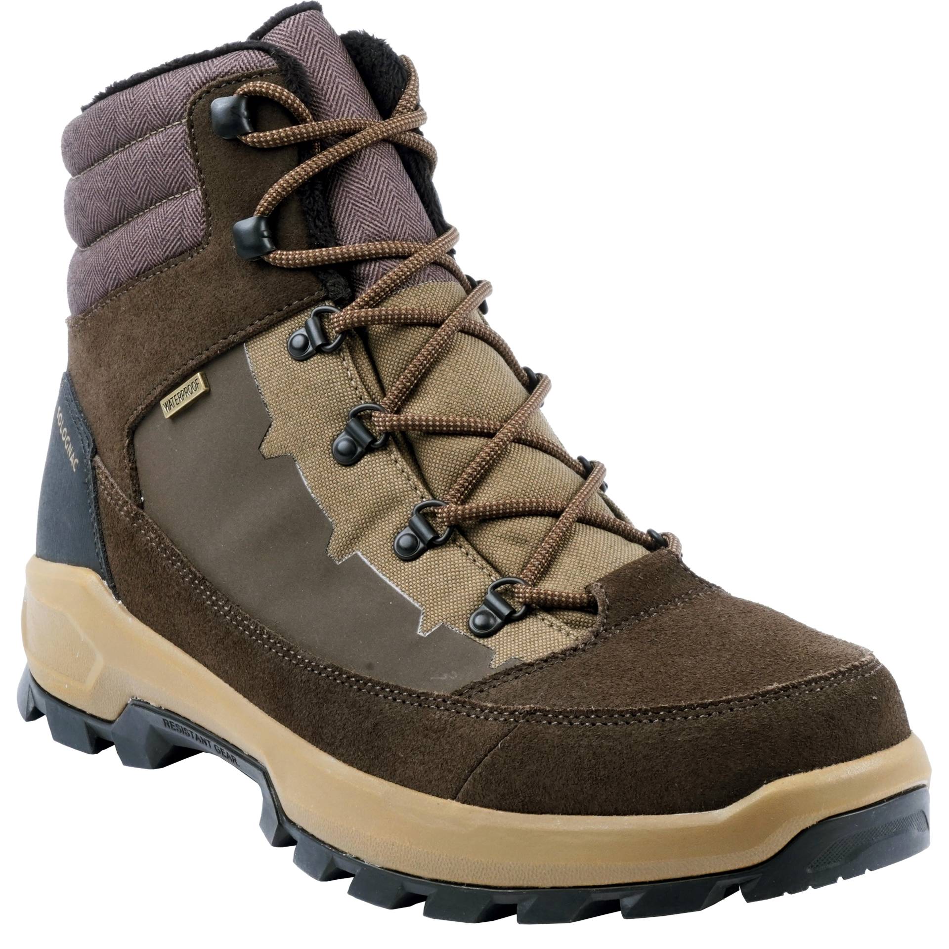 Jagdstiefel CROSSHUNT 500 warm wasserdicht beige/braun von SOLOGNAC