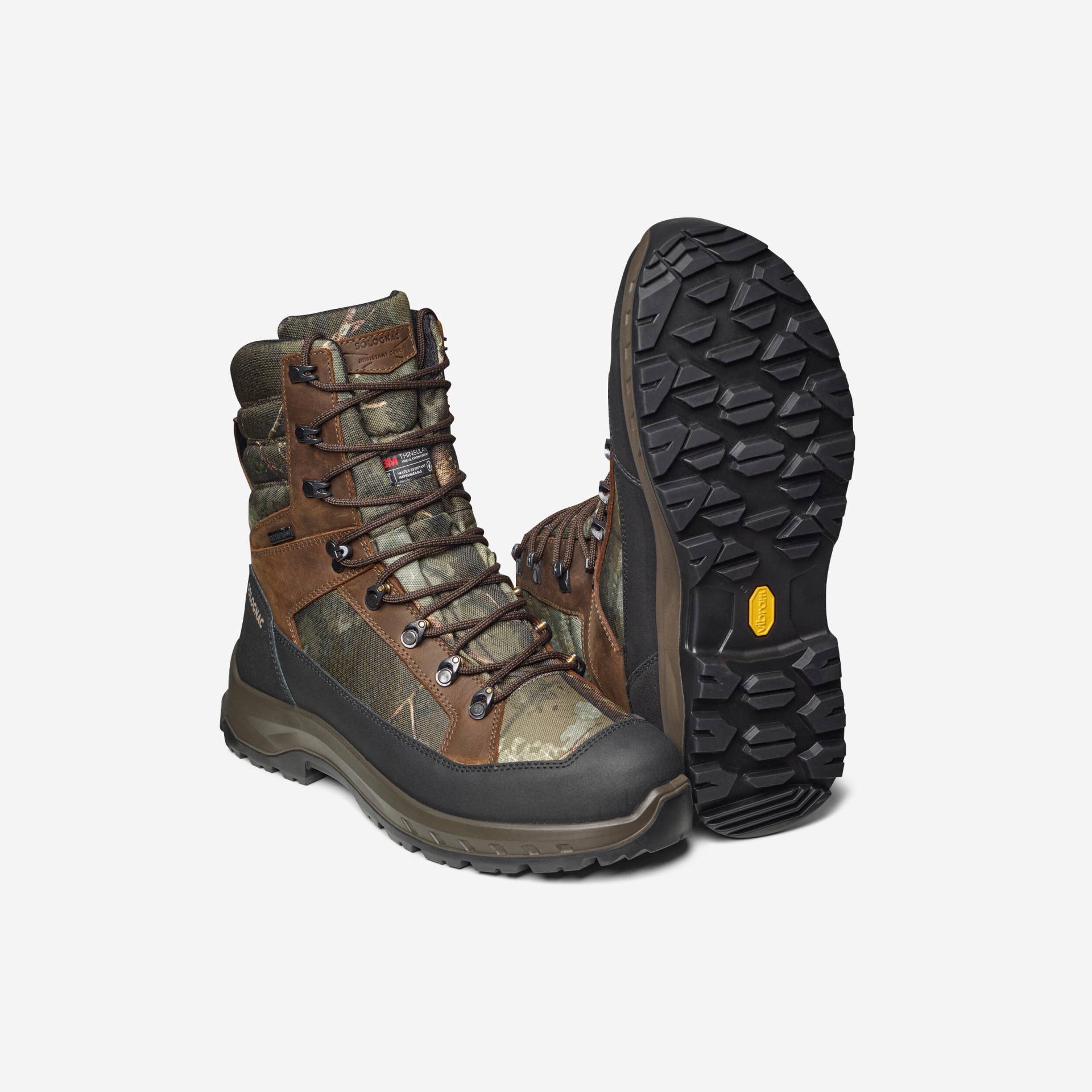 Jagdstiefel CROSSHUNT 540 wasserdicht warm Camouflage von SOLOGNAC