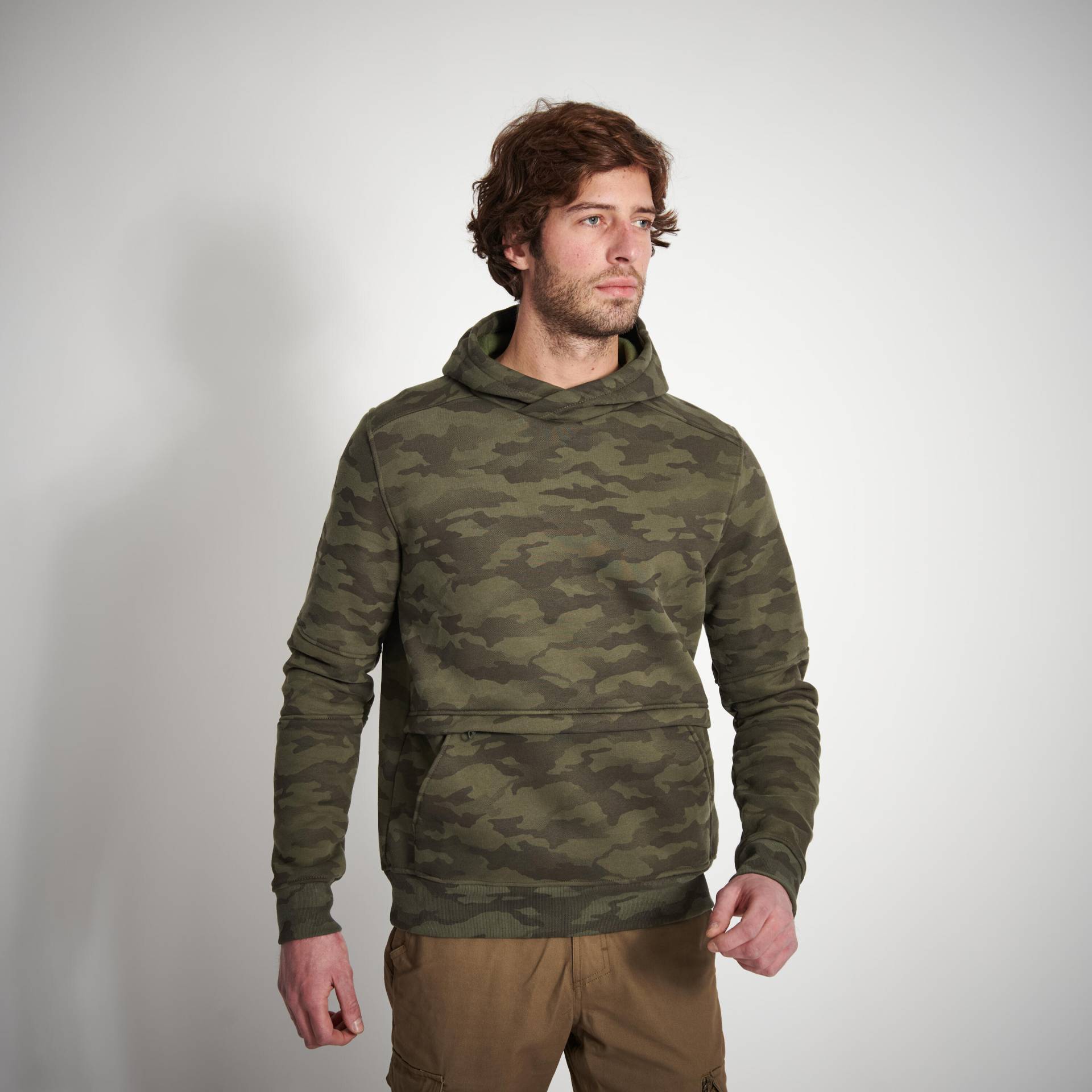 Kapuzenpullover 500 camouflage/halftone von SOLOGNAC