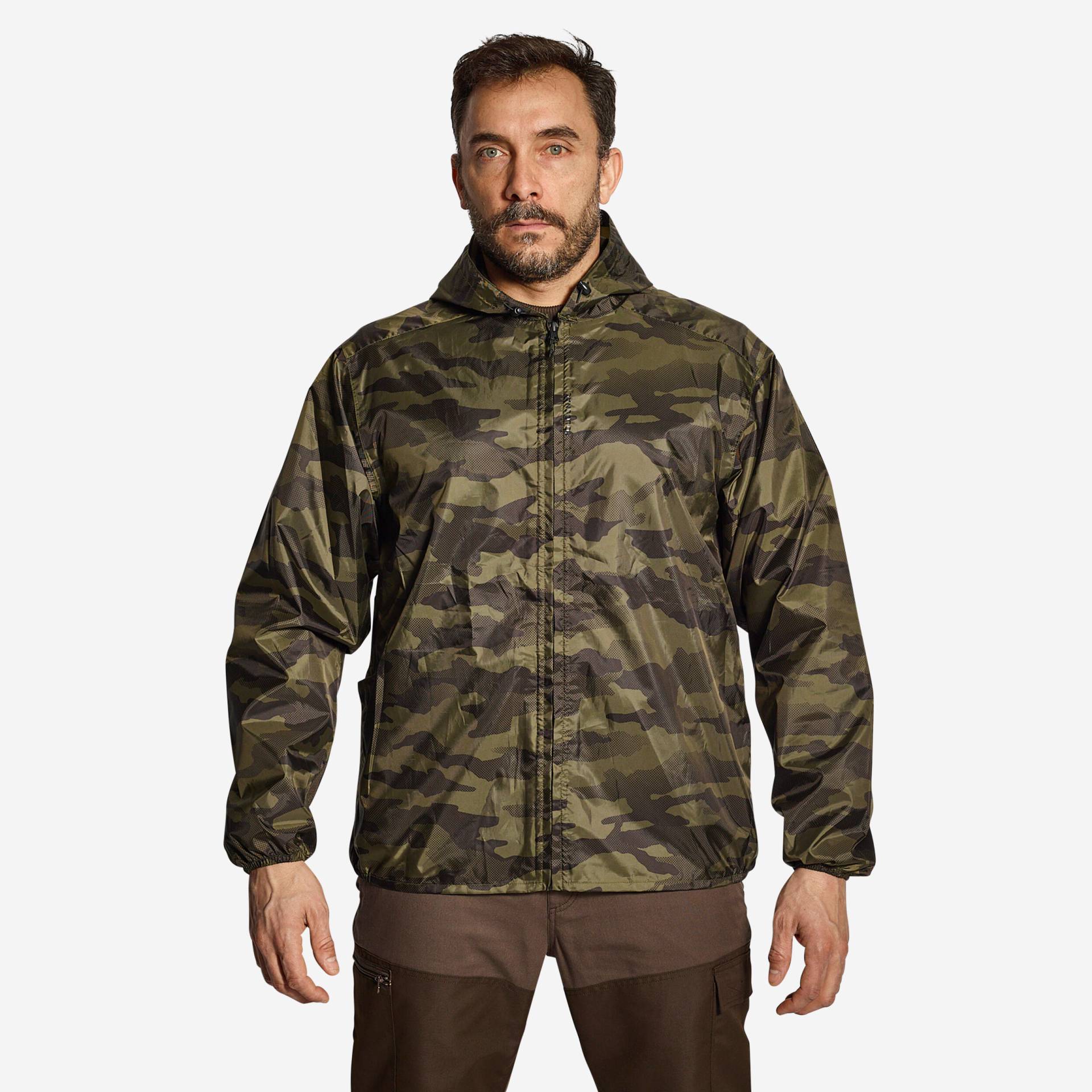 Regenjacke 100 leicht camouflage grün von SOLOGNAC