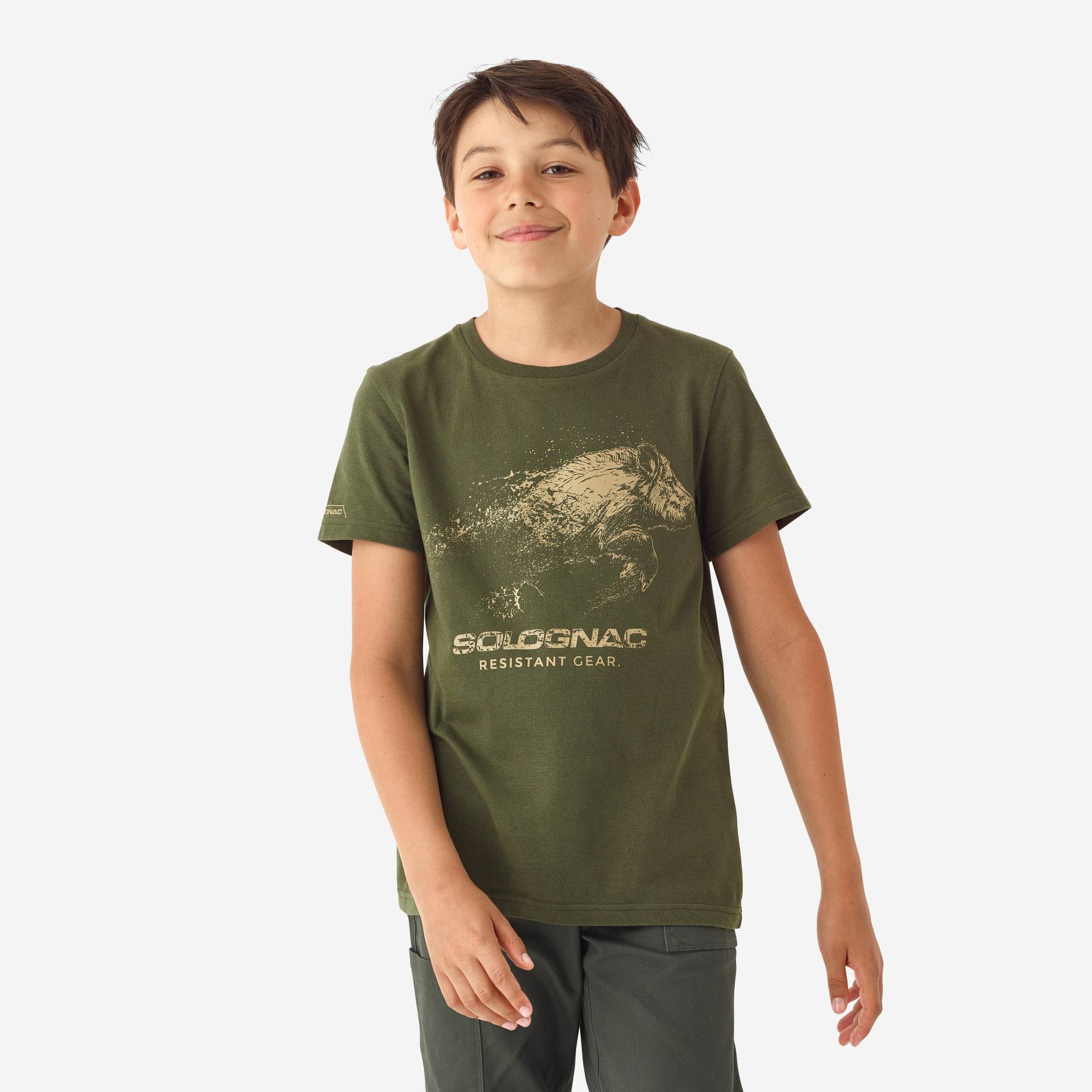 T-Shirt Kinder Wildschwein grün von SOLOGNAC