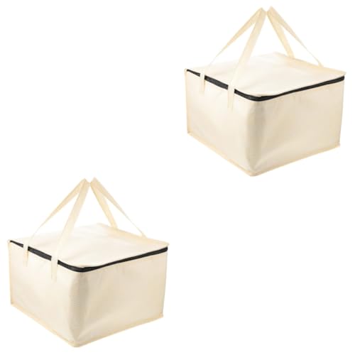 SOLUSTRE 2St Kuchen Isolierbeutel Liefertaschen für warme Speisen großer thermischer Speisenwärmer Kühlbox für Camping Pizza-Isolierbeutel Isolierter Lebensmittelbeutel Stoff Beige von SOLUSTRE