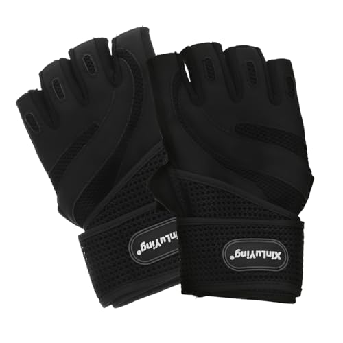 SOLUSTRE Profi Fitness Handschuhe Für Männer Und Frauen Atmungsaktive Halbfinger Schutzhandschuhe Mit Polsterung Für Krafttraining Bodybuilding Und Gymnastik Größe M Schwarz von SOLUSTRE