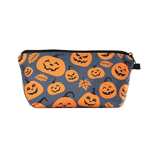 SOLUSTRE Transparente Schminktasche 3D Halloween Cosmetic Bag, Pumkin Patterns Makeup Bag Portable Cosmetics Pouch Travel Storage Bag Outdoor Cosmetic Bag Tragbare Kosmetiktasche von SOLUSTRE