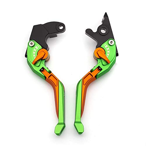 Motorrad Kupplungsbremshebel, for 800 / XC Tiger 800C 2011-14 CNC 3D einstellbares faltbares, erweiterbares Motorradbremskupplungshebelgriff Griffe Set(Green Orange Lever) von SONGGDZ