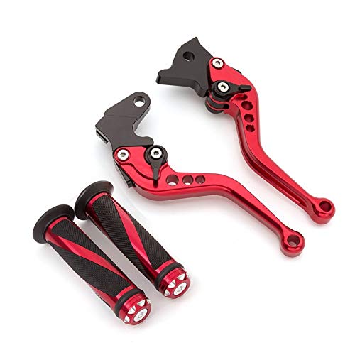 Motorrad Kupplungsbremshebel, for Benelli TNT 125 135 TNT125 CNC Einstellbare kurz Lange Motorradbremskupplungshebel Set Griff Zubehör(Short Red Grips) von SONGGDZ