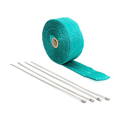 SONGGDZ Auspuff Hitzeschutzband, 10m Thermische + 4 Stück Krawatten Wickeln Sie Abgas-Isolierkrümmungs-Header Warp-Auspuffrohr Warp(Green) von SONGGDZ