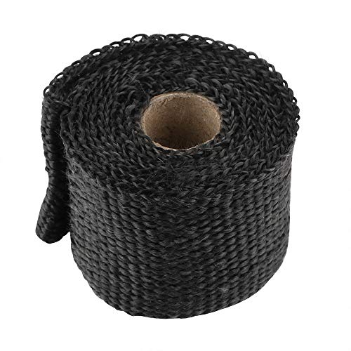 SONGGDZ Auspuff Hitzeschutzband, 2 stücke 50mm x 1,5m Isolationsband Anti-Heiß-Auspuff-Header Rohrband Wärme Isolierhülle Glasfaser Motorrad Zubehör(Black) von SONGGDZ