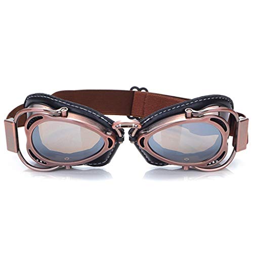 SONGGDZ Crossbrille Verspiegelt,Motorradbrille, MTB-Biker-Goggles Motorrad-Goggle-Sonnenbrillen-Roller Moto Aviateur-Weinlese-Gläser Motocross Goggle(Copper Silver) von SONGGDZ