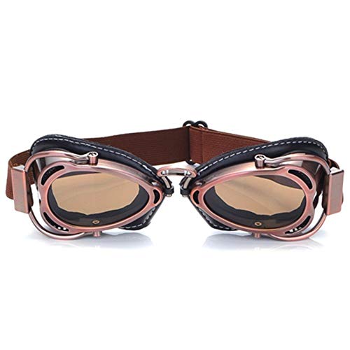 SONGGDZ Crossbrille Verspiegelt,Motorradbrille, MTB-Biker-Goggles Motorrad-Goggle-Sonnenbrillen-Roller Moto Aviateur-Weinlese-Gläser Motocross Goggle(Copper Smoke) von SONGGDZ