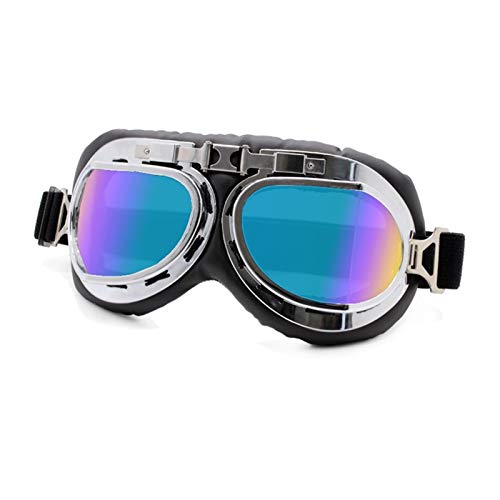 SONGGDZ Crossbrille Verspiegelt,Motorradbrille, Motorrad Goggles Gläser Vintage Motorrad Klassische Retro-Schutzbrille for Harley Eyewear Protection Moto Motocross-Brille(Retro Goggles 1 7C) von SONGGDZ