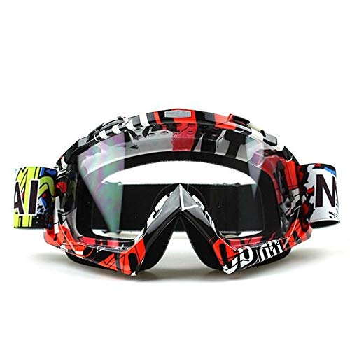 SONGGDZ Crossbrille Verspiegelt,Motorradbrille, Outdoor Motorcycle Goggles Radfahren Off-Road Ski Sport ATV Dirt Bike Racing Gläser for Motocross-Brille(Transparent U827) von SONGGDZ