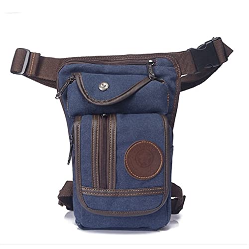 SONGGDZ Motorrad Beintasche, Herren Canvas Vintage Drop Beintasche Taille Hose Hose Hüfte Hüftgürtel Wandern Motorrad Cross Body Mission Bag(Blue Canvas) von SONGGDZ