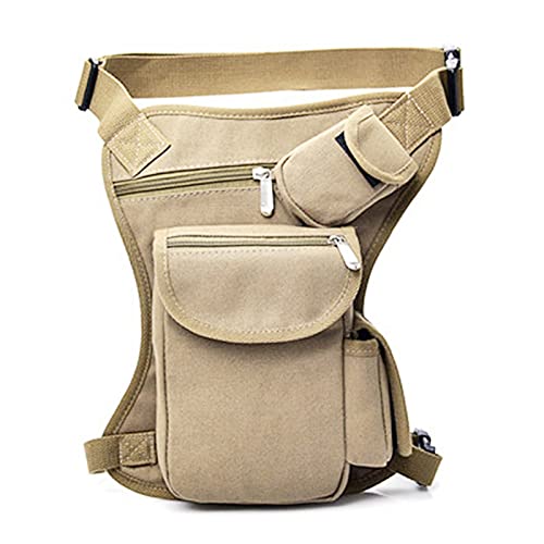 SONGGDZ Motorrad Beintasche, Leinwand Taille Tasche Drop Bein Tasche männer Gürtel Fahrrad Motorrad Geld Gürtel Tasche Unisex männer Schwarz Gürtel Verpackung Tasche(Khaki) von SONGGDZ