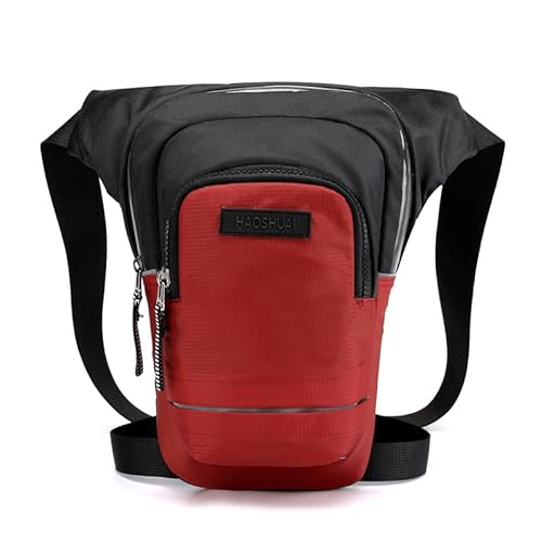 SONGGDZ Motorrad Beintasche, Motorrad Fahrer Reflektierende Drop Bein Tasche männer Reise Messenger Kreuz Körper Hüfte Oberschenkel Tasche Männlichen Nylon Strap Taille Fanny Tasche(Red) von SONGGDZ