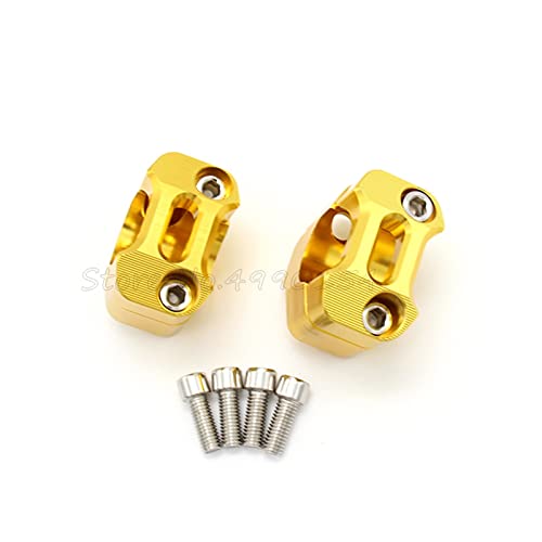 SONGGDZ Motorrad Lenker Riser Clamp, Universal Motorrad Aluminiumhahnschraube Loch 28mm 1-1/8 '' Zoll Lenker Risers Fettgriff Balkenhalterung Klemmvordruckcode(Gold) von SONGGDZ