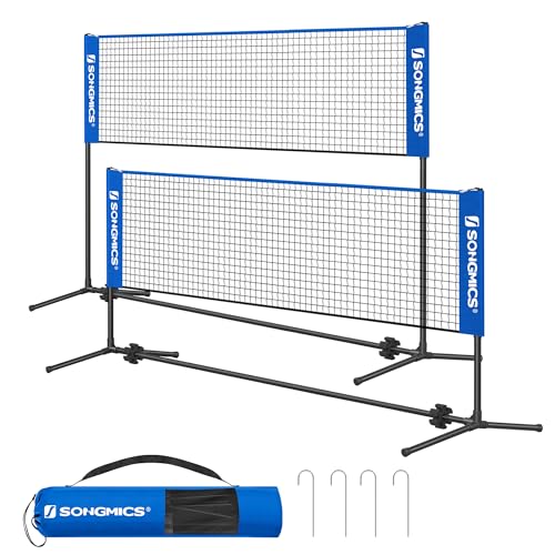 SONGMICS 3 m Badmintonnetz, Volleyballnetz, höhenverstellbare Stangen, tragbares Set für Tennis, Beach-Volleyball, für Garten, Park, Outdoor, blau SYQ300V1 SONGMICS 3 m Badmintonnetz, Volleyballnetz, höhenverstellbare Stangen, tragbares Set für Tennis, Beach-Volleyball, für Garten, Park, Outdoor, blau SYQ300V1 von SONGMICS