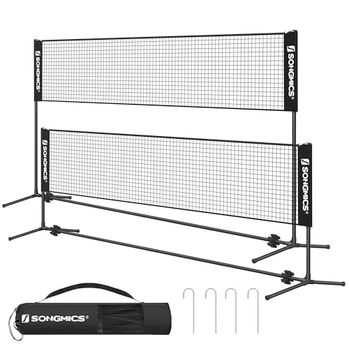 SONGMICS Badminton-Netz, 4 m, Volleyballnetz, höhenverstellbare Stangen, tragbares Set für Tennis, Beach-Volleyball, für Garten, Park, Outdoor, Schwarz SYQ400H SONGMICS Badminton-Netz, 4 m, Volleyballnetz, höhenverstellbare Stangen, tragbares Set für Tennis, Beach-Volleyball, für Garten, Park, Outdoor, Schwarz SYQ400H von SONGMICS
