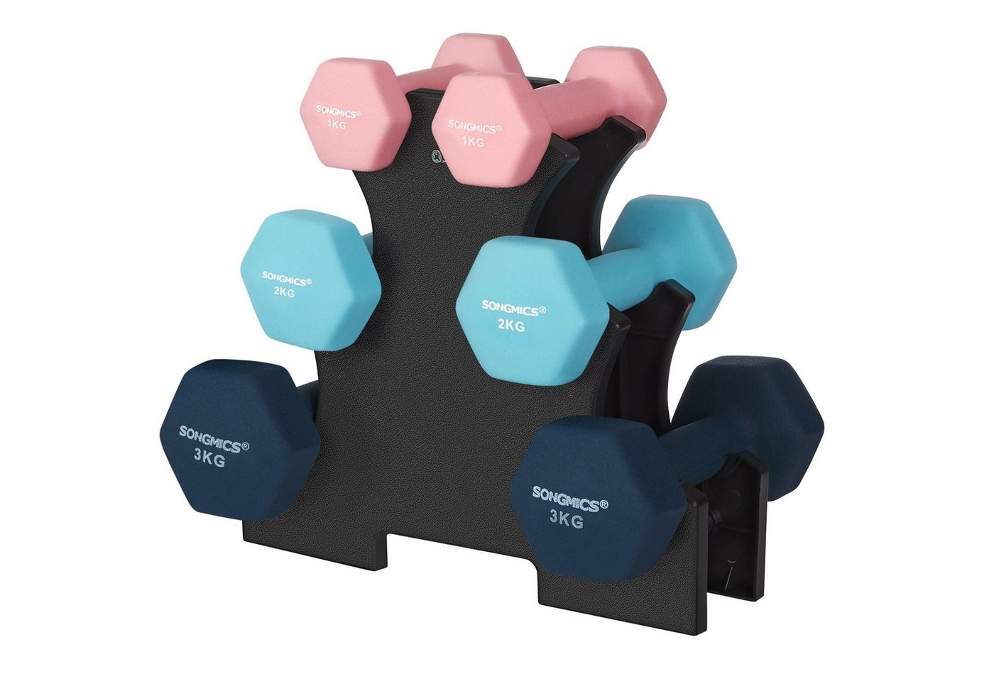 SONGMICS Hantel-Set Kurzhanteln, Hantel Set 12kg, Hexagon, Neopren Hanteln von SONGMICS