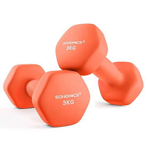 SONGMICS Hanteln, 2er Set, 2 x 3 kg, Hantelset, Kurzhanteln, Hexagon, Neopren-Beschichtung, Krafttraining, Workout, Fitnesstraining, für Zuhause, papayaorange SYL906O01 SONGMICS Hanteln, 2er Set, 2 x 3 kg, Hantelset, Kurzhanteln, Hexagon, Neopren-Beschichtung, Krafttraining, Workout, Fitnesstraining, für Zuhause, papayaorange SYL906O01 von SONGMICS