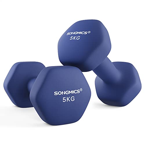 SONGMICS Hanteln, 2er Set, 2 x 5 kg, Hantelset, Kurzhanteln, Hexagon, Neopren-Beschichtung, Krafttraining, Workout, Fitnesstraining, für Zuhause, hafenblau SYL910Q01 SONGMICS Hanteln, 2er Set, 2 x 5 kg, Hantelset, Kurzhanteln, Hexagon, Neopren-Beschichtung, Krafttraining, Workout, Fitnesstraining, für Zuhause, hafenblau SYL910Q01 von SONGMICS