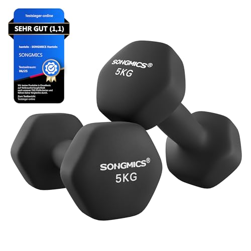 SONGMICS Hanteln, 2er Set, Kurzhanteln, Krafttraining, zu Hause, im Büro, Fitnessstudio, 2 x 5 kg, schwarz SYL60BK SONGMICS Hanteln, 2er Set, Kurzhanteln, Krafttraining, zu Hause, im Büro, Fitnessstudio, 2 x 5 kg, schwarz SYL60BK von SONGMICS