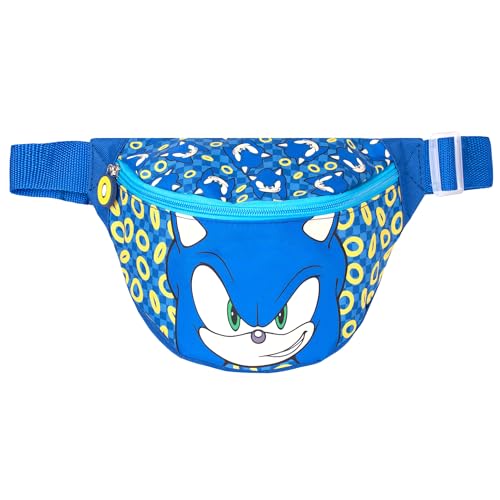 Sonic the Hedgehog Bauchtasche für Jungen, verstellbarer Riemen, leicht, lustig, Hüfttasche, Reisetasche für Kinder, Crossbody-Tasche mit verstellbarem Riemen, Bauchtasche für Kinder, blau, Hüfttasche von Sonic The Hedgehog
