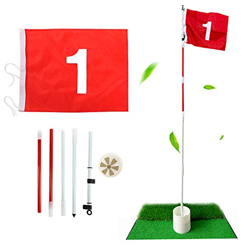 SOONHUA Golf Putting Green Fahnenmast, 5Pcs Removable Golf Fahnenmast and Hole Cup Set Nylon Putting Green Fahnenmast For Golf von SOONHUA