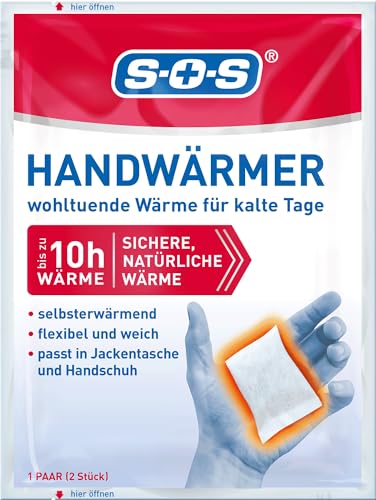 SOS Handwärmer (1 Paar) für Jackentasche und Handschuh | Wärmepads | Handschuhwärmer | Taschenwärmer | Bis zu 10 Stunden Wärme von SOS
