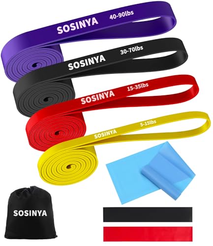 SOSINYAFitnessbänder [7er Set] Fitnessgeräte für Zuhause: für Kraftraining Inklusive Tragetasche,Pull Up Fitnessbänder,Bänder Krafttraining für Fitness,Sport,Muskelaufbau,Klimmzug/Yoga von SOSINYA