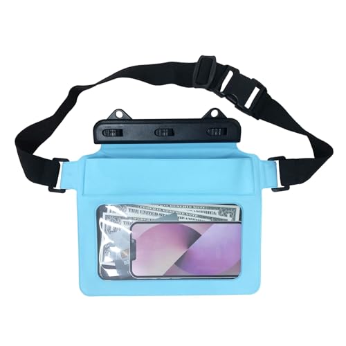 SOUTHJIELING Wasserdichte Tasche mit verstellbarem Hüftgurt, wasserdichte Tasche hält Handy und Wertsachen sicher und trocken für Strand und Camping, himmelblau, As shown von SOUTHJIELING