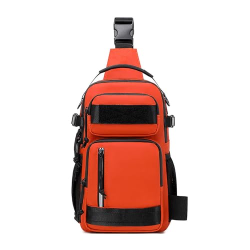 SOUUXIU Angelrucksack, Wander-Abenteuerrucksack, multifunktionaler Reise-Brustrucksack, Rutenhalter-kompatible, wasserdichte Angelausrüstungstasche von SOUUXIU