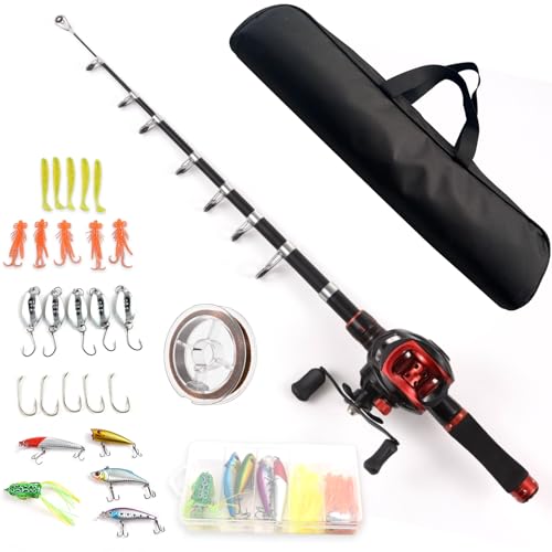 SOUUXIU Angelrute und Rolle Combo 2,1 m Teleskop Angelrute mit Links Hand Baitcasting Rolle SOUUXIU Angelrute und Rolle Combo 2,1 m Teleskop Angelrute mit Links Hand Baitcasting Rolle von SOUUXIU