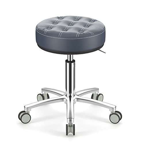 Hocker, Stuhl, runder Rollhocker, PU-Leder mit Rollen und weicher Sitzpolsterung, höhenverstellbar 49–64 cm, drehbares Design, Spa, medizinischer Salonhocker, Stuhl, 400 Pfund Tragfähigkeit The New von SOVORM