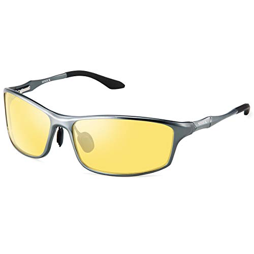 SOXICK Nachtsichtbrille zum Fahren, Nachtfahrbrille für Herren, polarisierte Sonnenbrille, blendfreie Brille, Gunmetal Grey von SOXICK