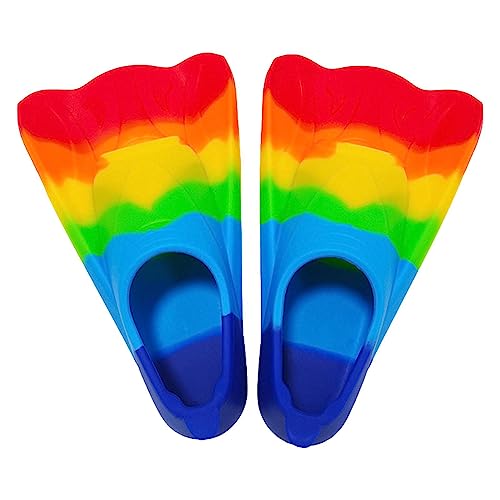 Kids Flosss, Walkable Rainbow Flippers, Floating Swimming Flosss, Snorkel Flosss, Comfortable Kids Snorkel Fins Short Youth Swim Fin, Silicone Swimming Flosse, for Children Boys Girls Lap Swimming von SOYDAN