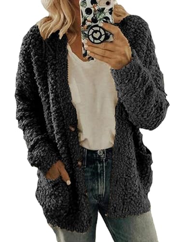 Pullover Cardigan Sweater Damen Strickjacken Jacke Knöpfe Taschen Warme Oberteile Damen Pullover Langarm Solide Strickjacken M Dunkelgrau Pullover Cardigan Sweater Damen Strickjacken Jacke Knöpfe Taschen Warme Oberteile Damen Pullover Langarm Solide Strickjacken M Dunkelgrau von SOYNIA