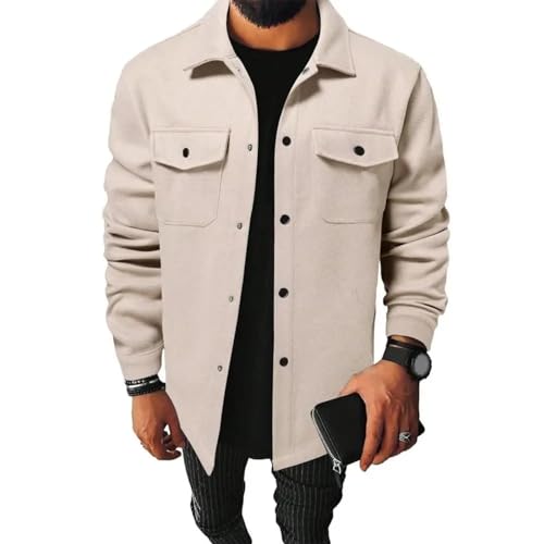 SOYNIA Jacke Jacken Herren-Button-Down-Shirt-Jacke Styli Sche Herren-Jacke Mit Klappen Taschen Einfarbig Hemd Mantel Für Freizeit Kleidung M Aprikose SOYNIA Jacke Jacken Herren-Button-Down-Shirt-Jacke Styli Sche Herren-Jacke Mit Klappen Taschen Einfarbig Hemd Mantel Für Freizeit Kleidung M Aprikose von SOYNIA
