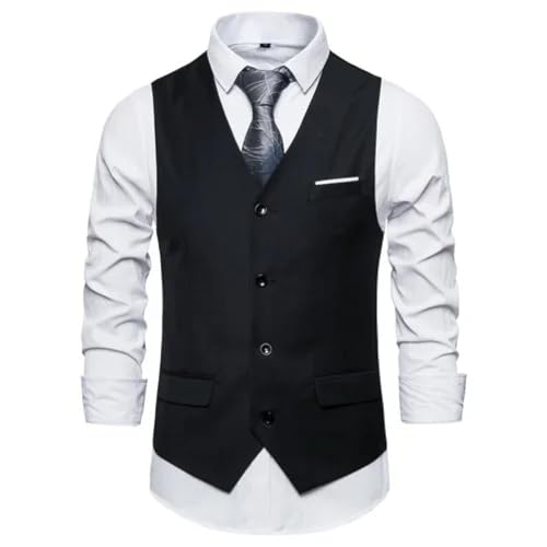 SOYNIA Weste Vest Anzug Weste Herren Ärmellose Westen Jacke Hochzeit Party Weste Herren XXL Schwarz von SOYNIA