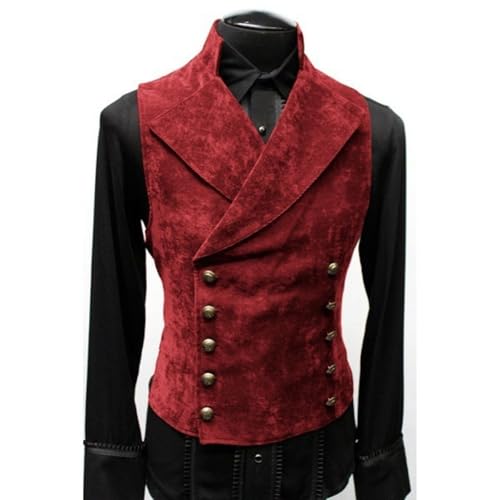 SOYNIA Weste Vest Herrenmode Stehkragen Zweireihige Weste Herren Lässige Slim Fit Weste Jacke 3XL Weinrot von SOYNIA