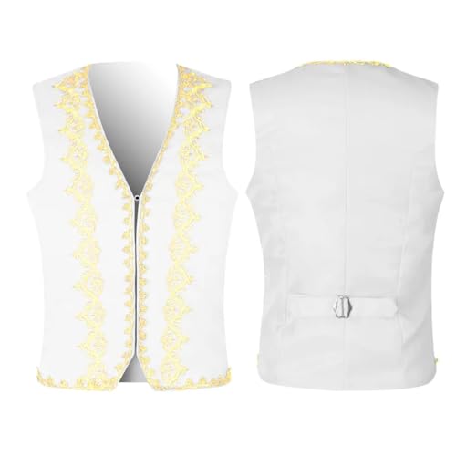 Weste Vest Herren Jacke Weste Mit V-Ausschnitt Einreihige Weste Stage Outfit S Weiß von SOYNIA