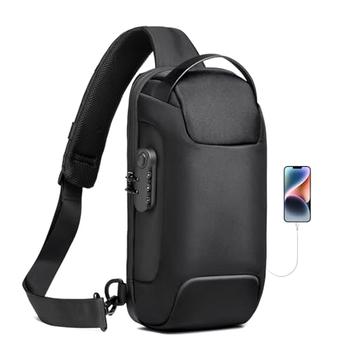 SPAHER Anti-Diebstahl Brusttasche Sling Bag Geschäft Schultertasche mit USB-Ladeanschluss Passwortschutz Crossbody Bag Umhängetasche Wasserdicht für Reisen Wandern Mehrere Taschen Sling Daypacks SPAHER Anti-Diebstahl Brusttasche Sling Bag Geschäft Schultertasche mit USB-Ladeanschluss Passwortschutz Crossbody Bag Umhängetasche Wasserdicht für Reisen Wandern Mehrere Taschen Sling Daypacks von SPAHER