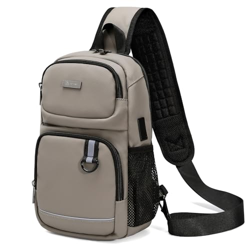 SPAHER Brusttasche Herren mit USB Herren Umhängetasche Klein Rucksack Herren Wasserdicht Crossbody Bag Männer Tasche Herren Sling Bag Wasserdicht für Wandern Reisen Mann Frau Braun SPAHER Brusttasche Herren mit USB Herren Umhängetasche Klein Rucksack Herren Wasserdicht Crossbody Bag Männer Tasche Herren Sling Bag Wasserdicht für Wandern Reisen Mann Frau Braun von SPAHER